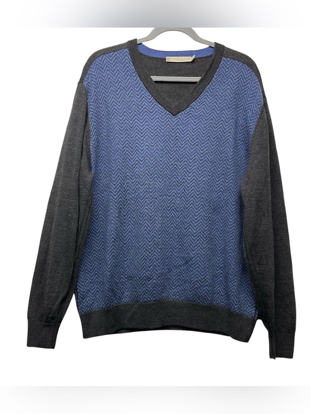 STILE DI VITA Extra Fine Merino Wool V-neck Sweater Size XL